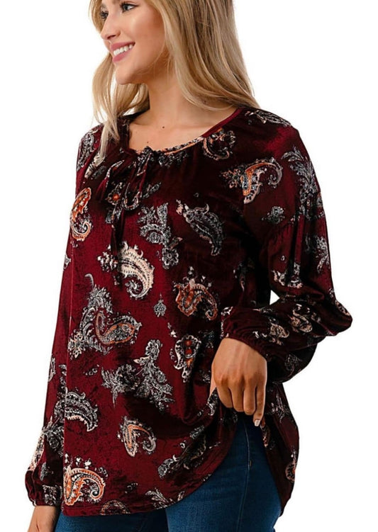 VAVA EMBER RAGLAN TOP IN WINE VELVET