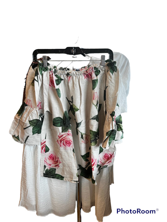 PRINTED  FLORAL SMOCK NECK TOP