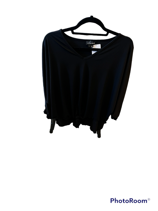 ALYSSA THOMAS BLACK LOOSE TIE TOP