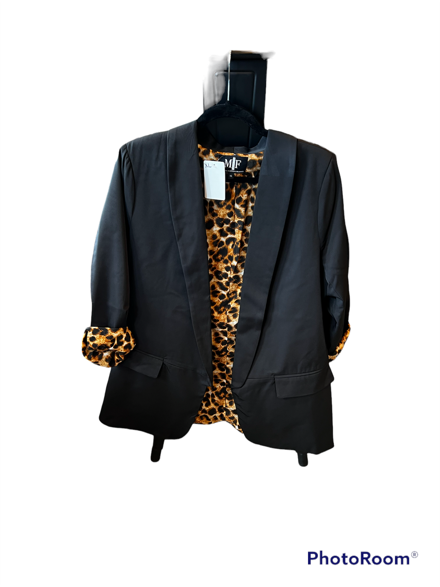 BLACK LEOPARD BLAZER