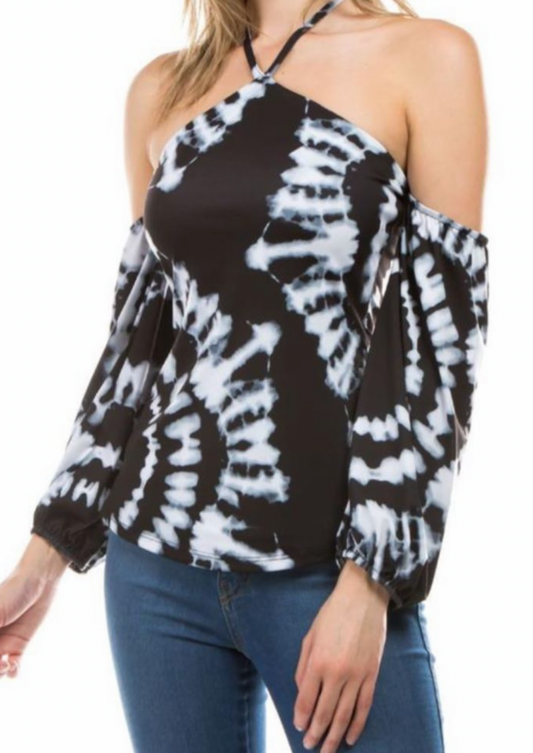 ROWAN HALTER TOP IN BLACK TYE DYE