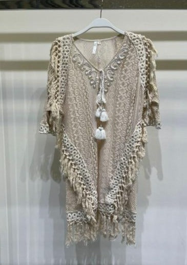 CROCHET LACE DRESS/ TUNIC IN NATURAL