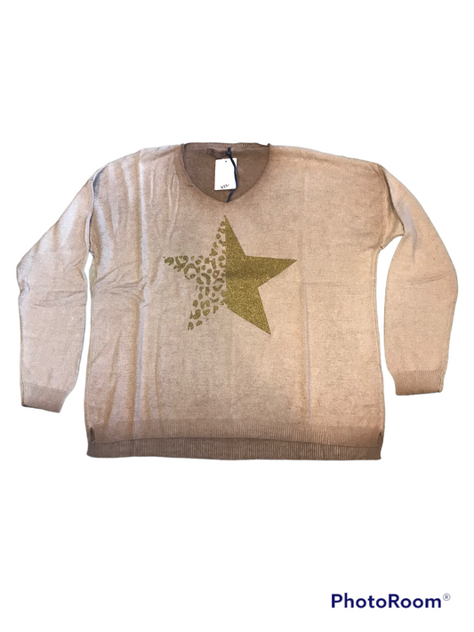 GOLD STAR SWEATER IN COGNAC