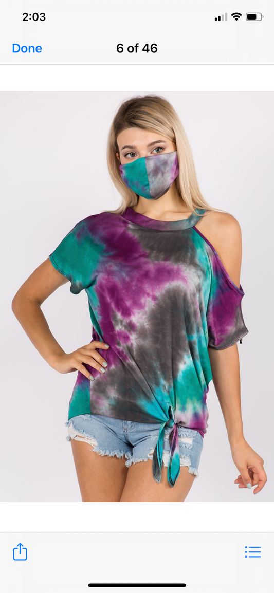 VAVA AURORA TYE DYE FRONT TIE SHIRT