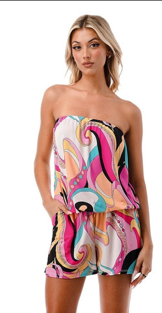 VAVA PINK PUCCI AMAYA TUBE ROMPER