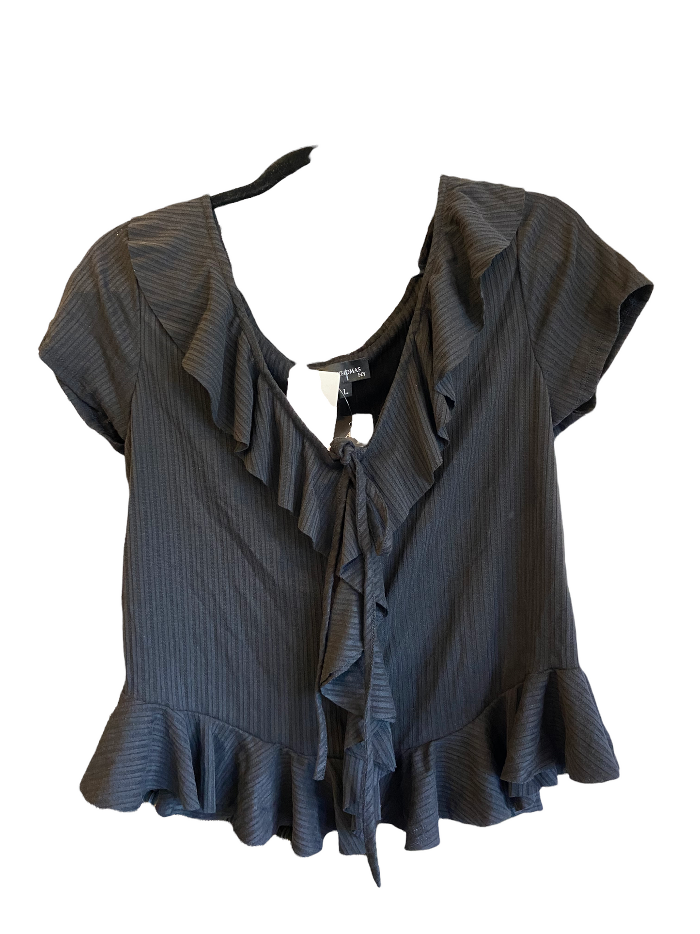 ALYSSA THOMAS BLACK RUFFLE TANK