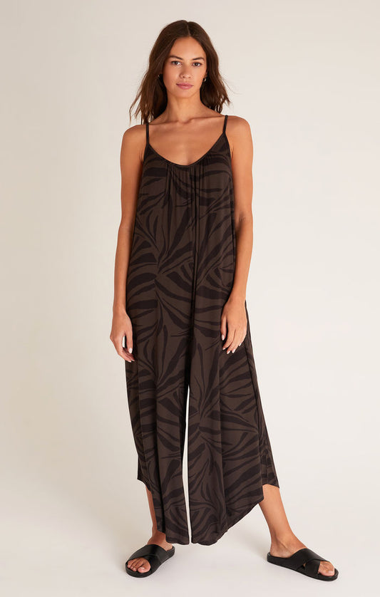 Z SUPPLY TROPICAL ZEBRA FLARED JUMPSUIT