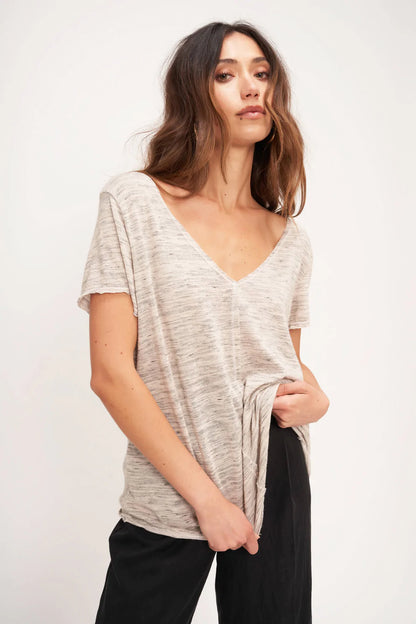 PROJECT SOCIAL T WEAREVER MARLED TEE IN ORCHARD HAZE AND IVORY