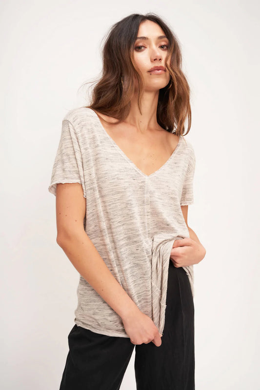 PROJECT SOCIAL T WEAREVER MARLED TEE IN ORCHARD HAZE AND IVORY