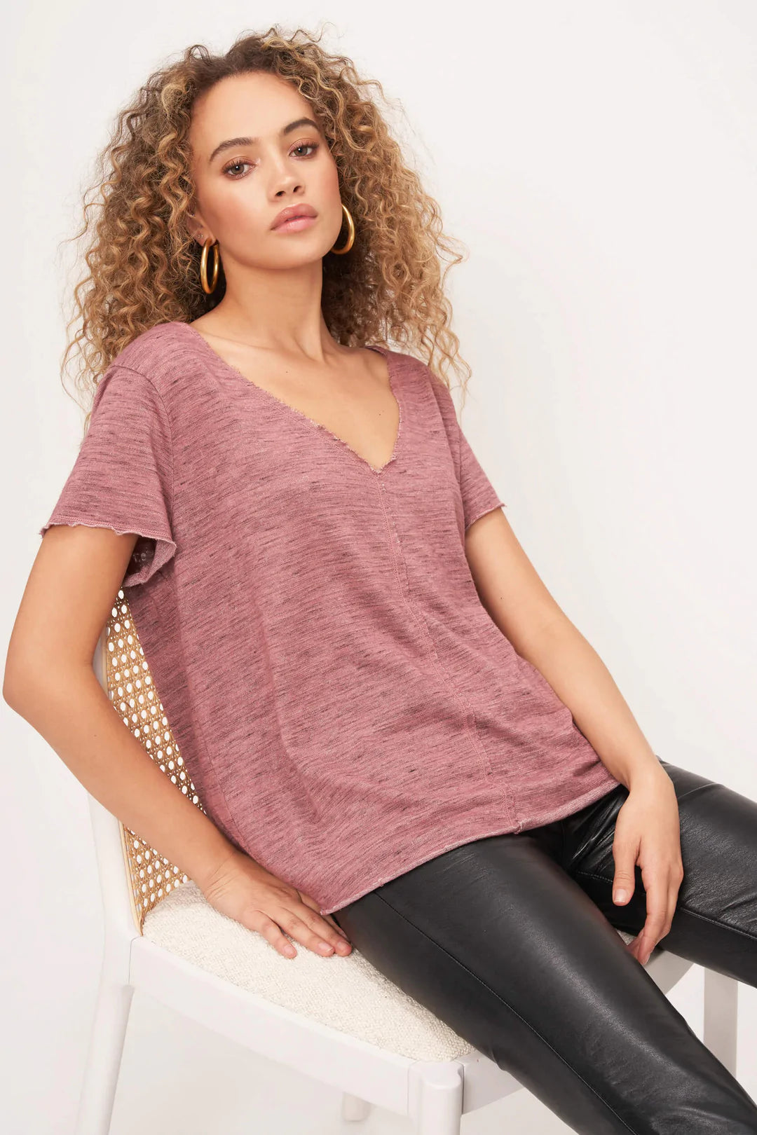 PROJECT SOCIAL T WEAREVER MARLED TEE IN ORCHARD HAZE AND IVORY