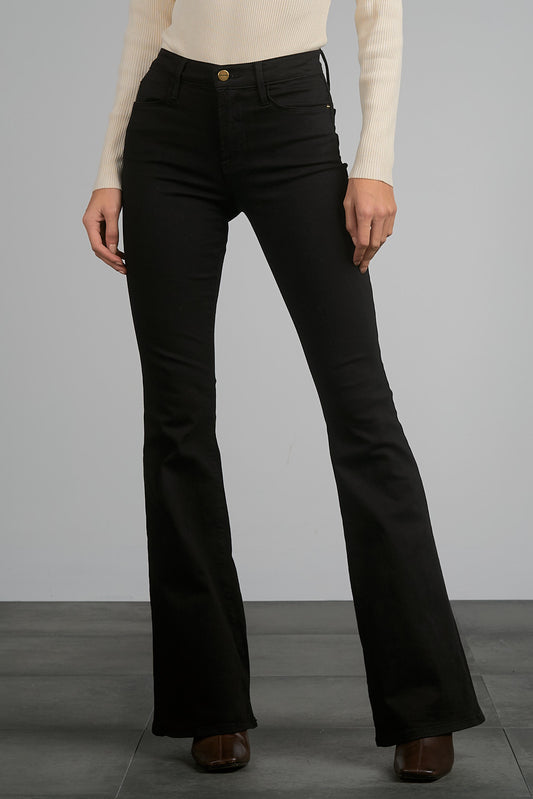 ELAN F22 HI WAIST FLARED BLACK JEANS