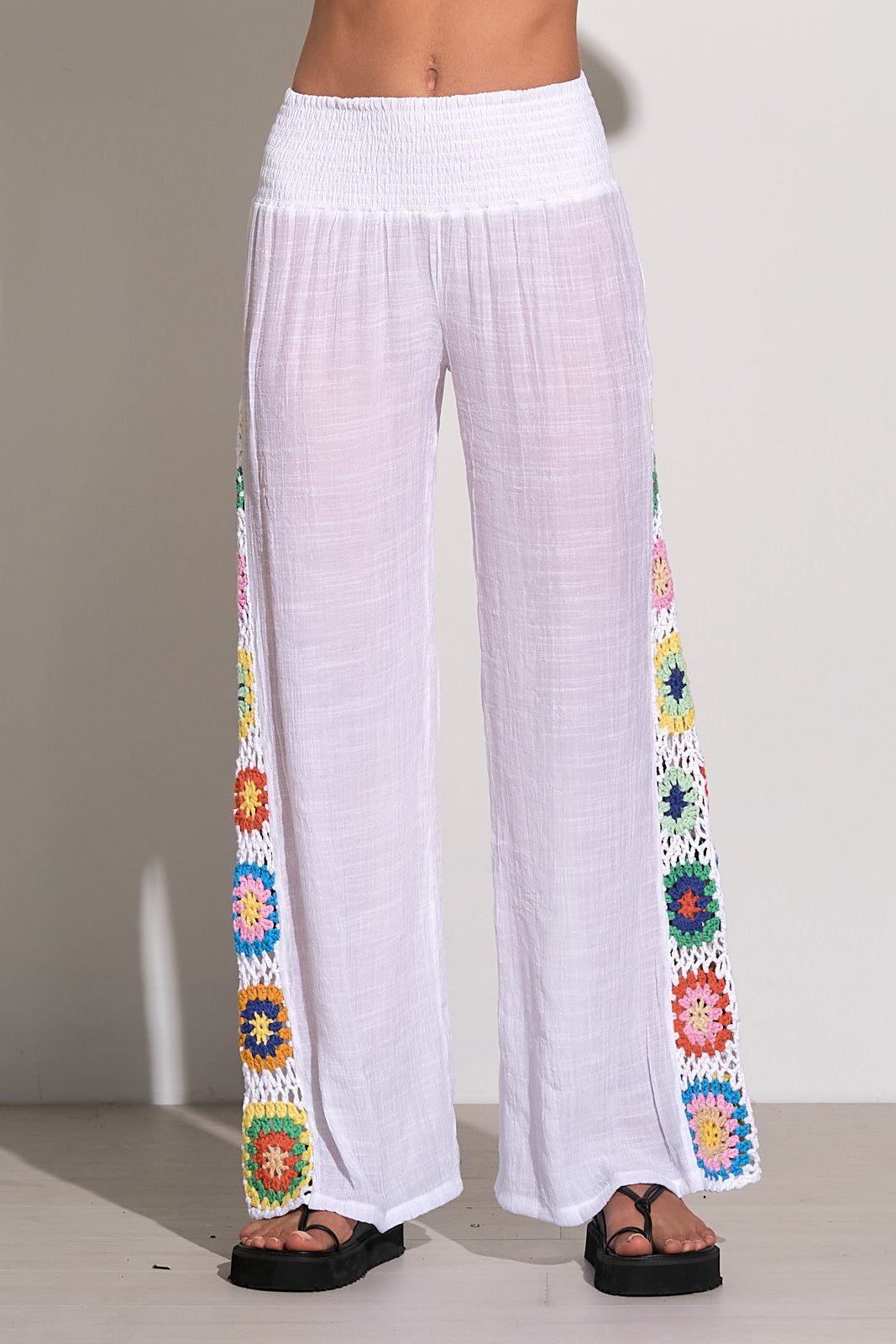 ELAN S23 Pants w/Colored Crochet GRANNY SQUARES