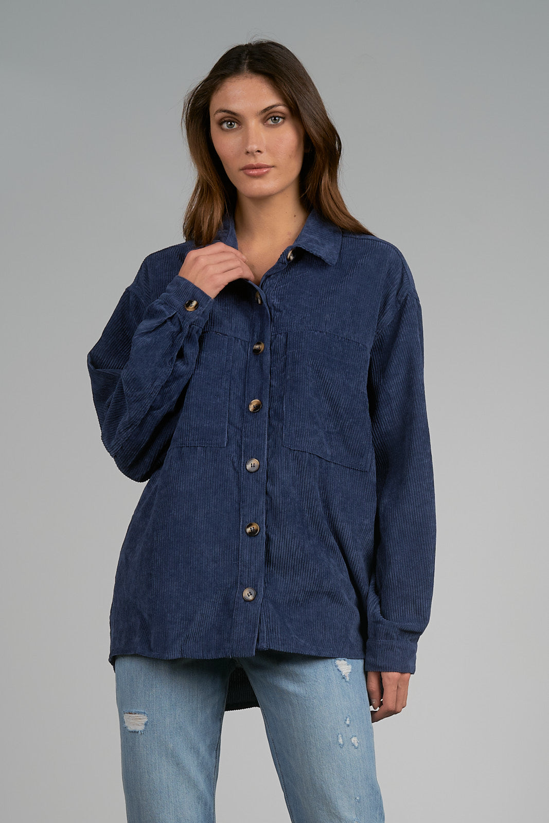 ELAN F22  NAVY JACKET BUTTON DOWN IN NAVY